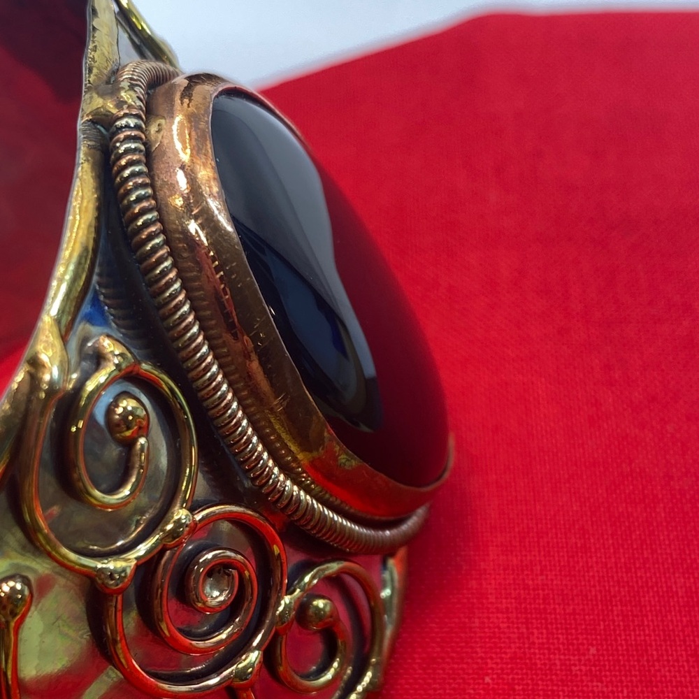 Handmade Onyx Mixed Metal Cuff Bracelet - Picture 3 of 11